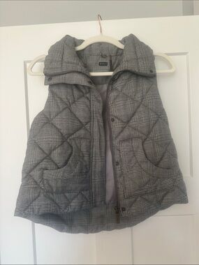 Marc Ecko Quilted Glen Plaid Puffer Vest - Gray